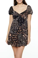 Paisley Floral Babydoll Mini Dress