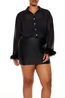 Plus Faux Fur-Trim Shirt