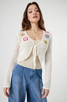 Floral Crochet Cardigan Sweater