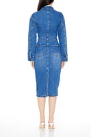 Denim Button-Front Midi Dress