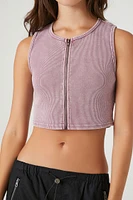 Ribbed Zip-Up Crop Top