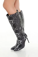 Faux Snake Knee-High Boots