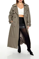 Plus Faux Leather Trench Coat