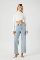 Sweater-Knit Mock Neck Crop Top