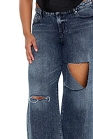 Plus Destroyed Mid-Rise Jeans