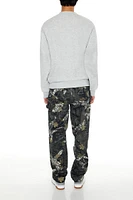 Camo Leaf Print Utility Pants