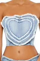 Denim Heart Tube Top