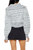 Geo Print Half-Zip Sweater