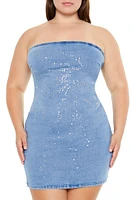 Plus Denim Tube Mini Dress