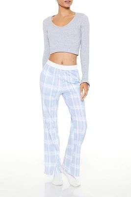 Plaid Straight-Leg Pajama Pants