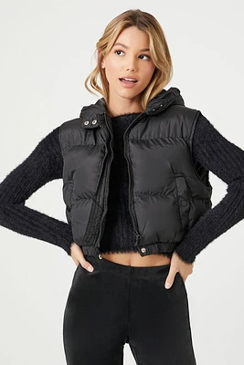 Cropped Hooded Puffer Vest