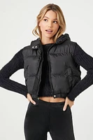 Cropped Hooded Puffer Vest