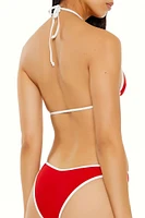 Contrast Front-Tie Triangle Bikini Top