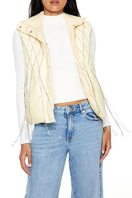 Quilted Rhinestone Fringe Vest