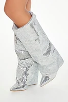 Metallic Fishnet Overlay Boots