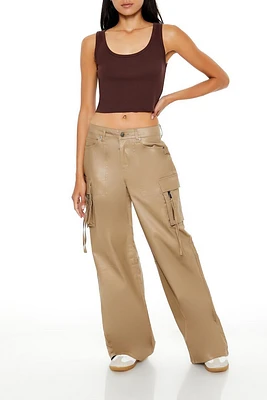 Metallic Mid-Rise Cargo Pants