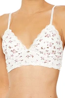 Lace-Trim Floral Longline Bralette