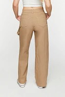 Twill Wide-Leg Utility Pants