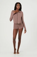 Button-Front Pajama Shorts