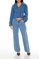 Denim Cropped Trench Coat