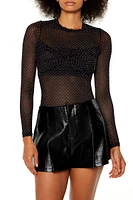 Sheer Mesh Rhinestone Top