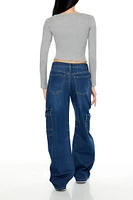 Mid-Rise Wide-Leg Cargo Jeans