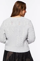 Plus Faux Pearl Cardigan Sweater