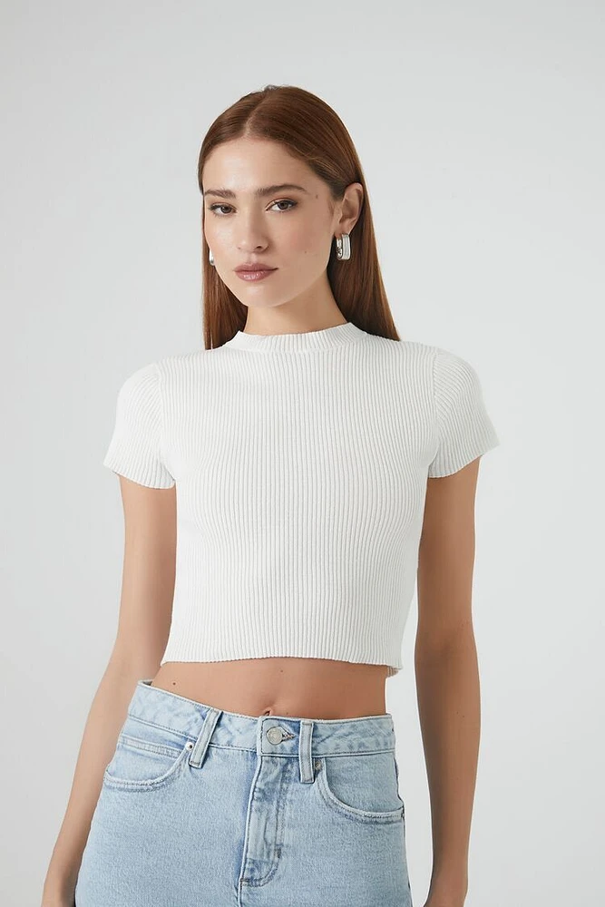 Fitted Sweater-Knit Crop Top