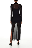 Mesh Mock Neck Maxi Dress