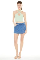 Sweater-Knit Crisscross Halter Top