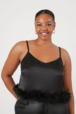 Plus Feather-Trim Cami