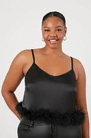 Plus Feather-Trim Cami