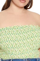 Plus Smocked Floral Tube Top