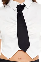 Cropped Necktie Shirt