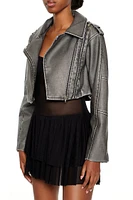 Cropped Faux Leather Moto Jacket