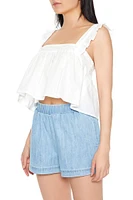 Flounce Ruffle-Trim Crop Top