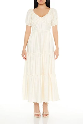 Tiered Puff-Sleeve Maxi Dress