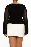 Plus Sweater-Knit Tie-Front Top
