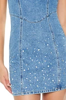 Rhinestone Denim Mini Tube Dress