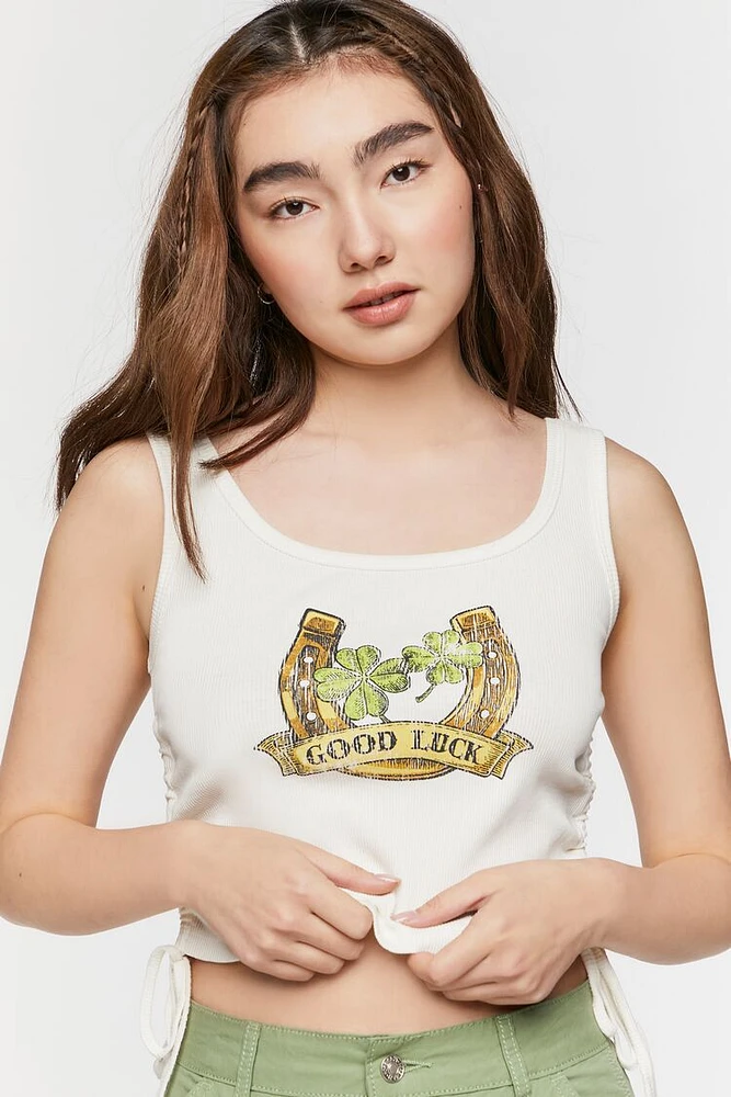 Good Luck Graphic Drawstring Tank Top