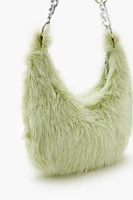 Faux Fur Crescent Shoulder Bag