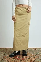 Twill Toggle Drawstring Midi Skirt
