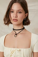 Faux Suede Cord O-Ring Necklace