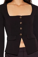 Button-Front Split-Hem Top