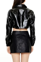 Faux Patent Leather Moto Jacket