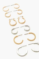 Twisted Two-Tone Hoop Earring Set