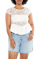 Plus Sheer Lace Peplum Top