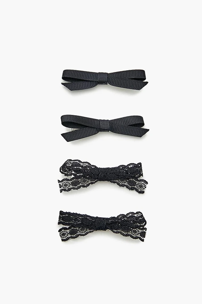 Ribbon & Lace Bow Hair Clip Set