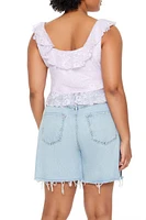 Plus Lace Ruffle-Trim Crop Top