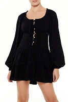 Peasant-Sleeve Mini Dress